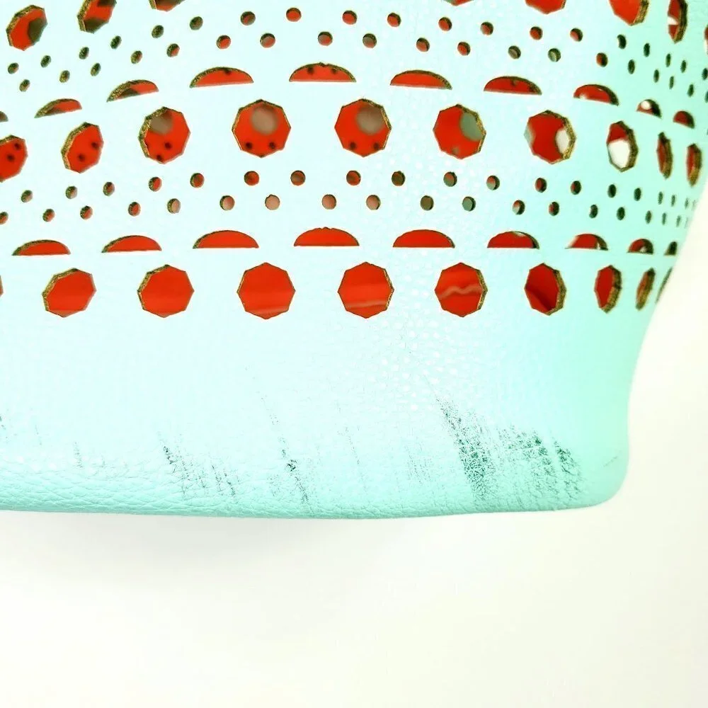 No Brand large tote teal/peach dual color vented - Picture 7 of 8